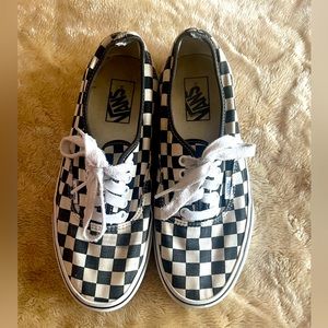 Black and White Checkered Vans - 8.5 Women / 7 Men